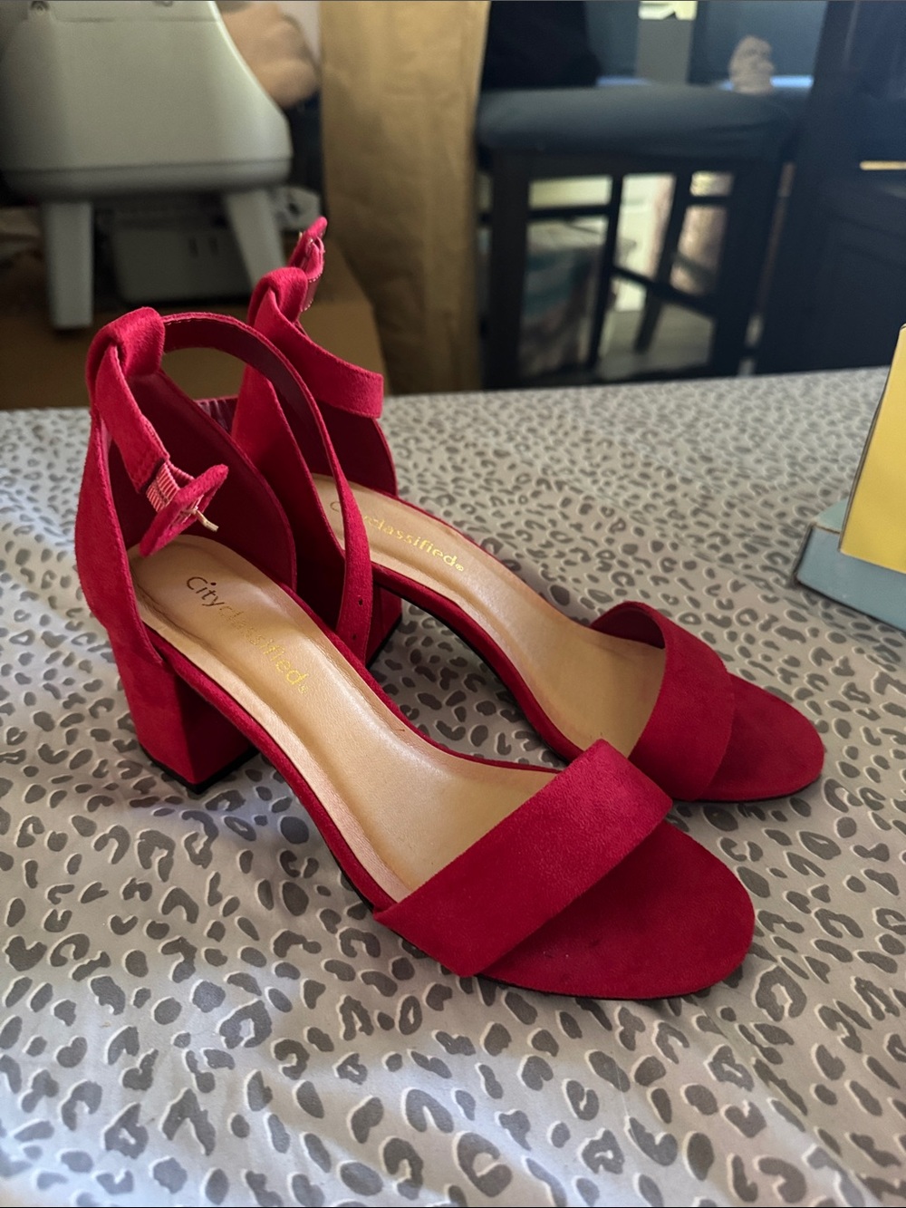Cityclassified Fuchsia Suede Block Heel Sandals